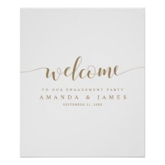 Elegant Script Gold Wedding Welcome Sign